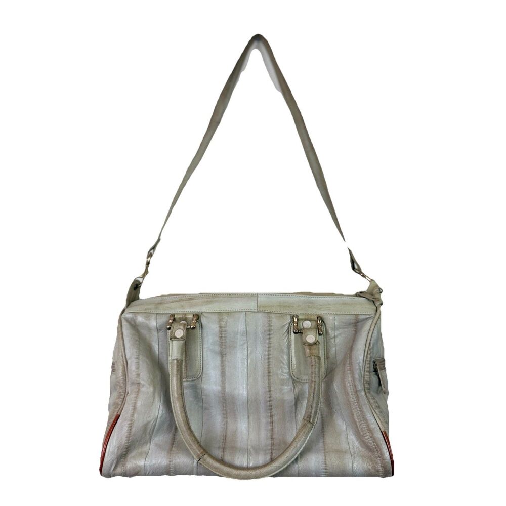 Vintage Genuine Eel Skin Satchel Handbag Made in Korea Shoulder Bag